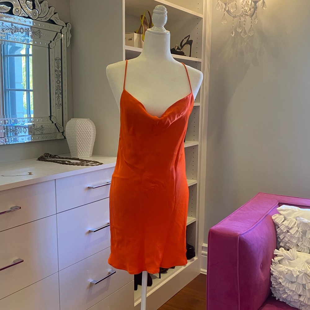 Mini orange lined slip dress size 6 only worn 2x